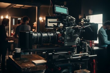 ﻿A camera on a table - Generative AI