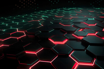Obraz premium Abstract futuristic surface concept with hexagons. Trendy sci-fi technology background