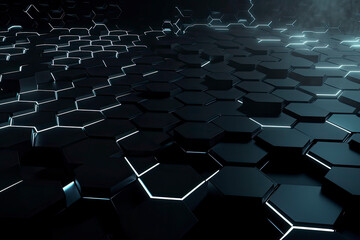 Obraz premium Abstract futuristic surface concept with hexagons. Trendy sci-fi technology background