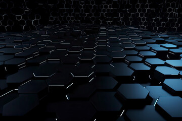 Obraz premium Abstract futuristic surface concept with hexagons. Trendy sci-fi technology background