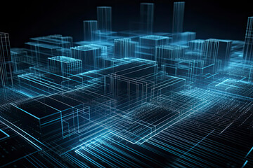 Abstract technology big data background concept. Artificial intelligence tech. Big data and cybersecurity. Transfer and storage of data sets, blockchain, server. Colorful background