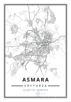 Street map art of asmara city in erythrea  - Africa