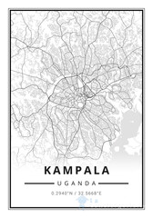 Street map art of Kampala city in Uganda  - Africa - 585147717