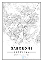 Street map art of Gaborone city in Botswana  - Africa
