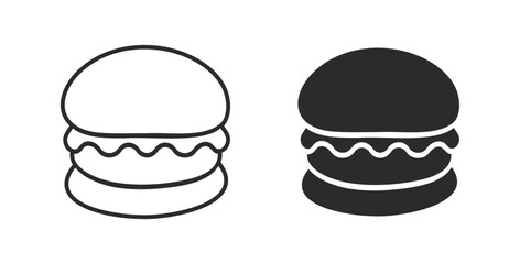 Flat Burger Line Glyph Vector Art Illustration Set