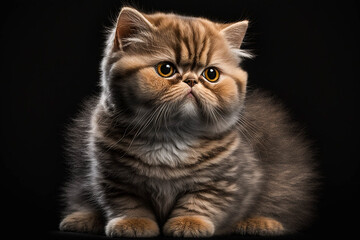 Fototapeta na wymiar Captivating Exotic Shorthair Cat on a Mysterious Dark Background
