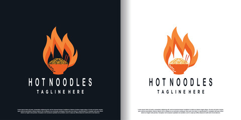 hot noodle design vector with creative concept premium vector