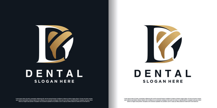 dental logo design vector with letter D concept premium vector
