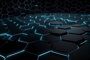 Obraz premium Abstract futuristic surface concept with hexagons. Trendy sci-fi technology background