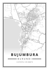 Street map art of Bujumbura city in Burundi  - Africa