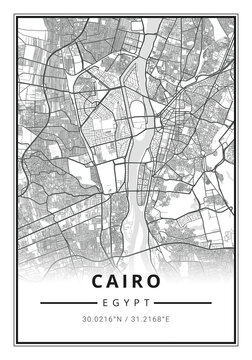 Street map art of cairo city in egypt  - Africa