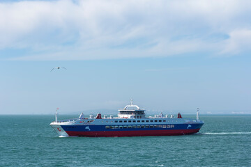 KERCH, CRIMEA - 29 June, 2018 : Ferry between Crimea and mainland Russia, Port Crimea - Port Caucasus