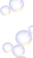 上がっていく白色の大きな泡　縦型　シャボン玉　アルファチャンネル付png	