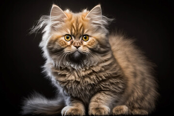 Naklejka na ściany i meble Munchkin Cat on a Dark Background: Adorable Feline with a Unique Trait