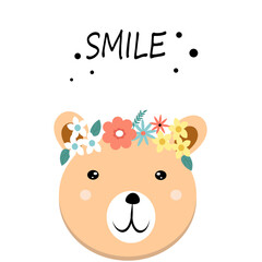 baby bear, teddy animal vector illustration