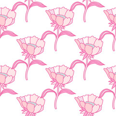 Seamless pattern with flowers and leaves. Abstract floral wallpaper.