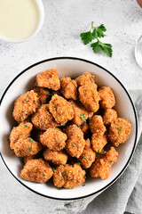Crispy fried breaded chicken bites