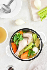 Chicken broth with vegetables and spices