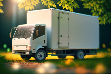 A white box truck with a liftgate, delivering packages to homes and businesses