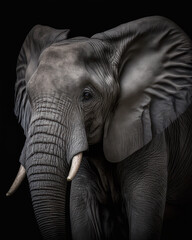 Obraz na płótnie Canvas Generated photorealistic close up portrait of an elephant 