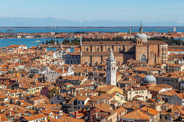 Venice panorama Est from the high of Campanile San Marco tower, Venice, Italy