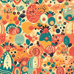 Easter sunshine seamless pattern with sunny warm weather. AI generated.