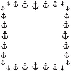 Fototapeta premium Border frame of flat yacht anchor icon frame border vector illustration isolated on white background.