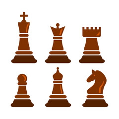 Set of chess icons. Silhouettes of chess pieces. Vector illustration