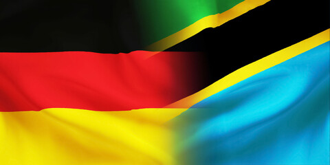 German,Tanzania flag together.Germany,Tanzania waving flag background