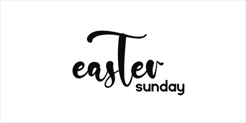 Easter Sunday- Vector Illustration. Handwritten lettering template for Banner, Invitation, Party, Postcard, Poster, Print or Web Product. Objects Isolated on white background