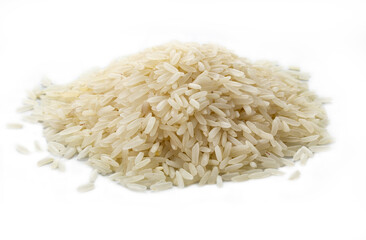Fototapeta na wymiar a small hill of rice grains on a white background