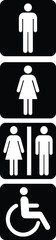 toilet vector icons set, male or female restroom wc