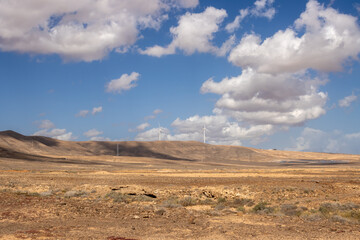 Country with wind turbines, Fuerteventura