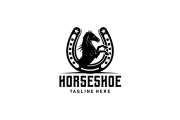 Vintage horseshoe logo design with creative concept - obrazy, fototapety, plakaty
