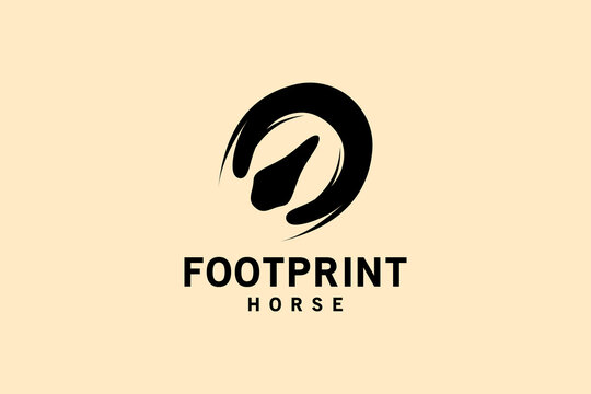 Abstract horse footprint silhouette logo design