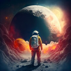 Obraz na płótnie Canvas Astronaut on the moon