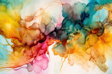 A collage of different alcohol ink colors mixed in beautiful abstract background, Generative AI