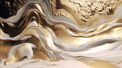 Abstract presentation of alcohol ink. Luxurious abstract background. Glamor image. Gold beige brown white accent color. Generative AI. 