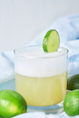 Peruvian drink, Pisco Sour with lemon