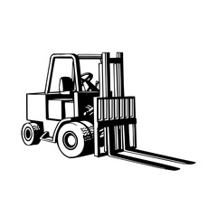 Forklift truck. Indoor forklift silhouette