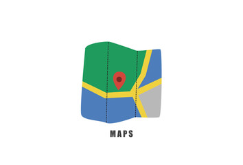 Illustration Vector graphic of Maps with Destination Point. fit for  Adventure Icon designs etc.