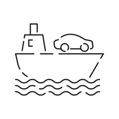 Cargo port line icon air, sea, rail freight terminal, storage. Delivery container shipping