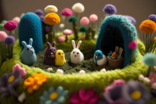 Ein Ostergarten aus Wolle- Generative KI 