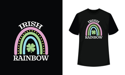 Irish Rainbow St Patrick's Day Shamrock Leopard Rainbow T Shirt Design