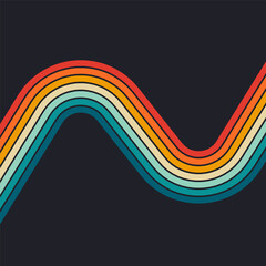 retro vintage 70s style stripes background poster lines. shapes vector design graphic 1970s retro background. abstract stylish 70s era line frame illustration