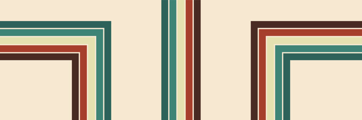 Retro vintage 70s style stripes background poster lines. shapes vector design graphic 1970s background. abstract stylish 70s era line frame illustration. Silhouettes. Simple geometric wave lines