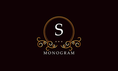 Luxury vector initial letter S monogram. Vintage logo, retro sign, company brand.
