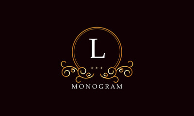 Luxury vector initial letter L monogram. Vintage logo, retro sign, company brand.