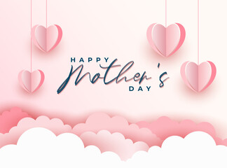 Happy mothers day background with paper hearts