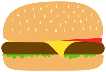 Hamburger icon. Flat style Fast food illustration.